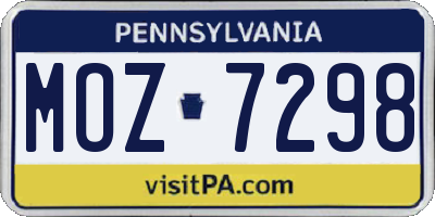 PA license plate MOZ7298