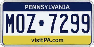 PA license plate MOZ7299