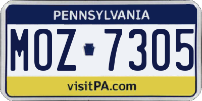 PA license plate MOZ7305