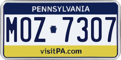 PA license plate MOZ7307