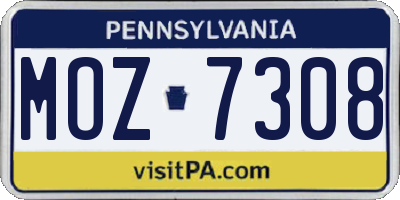 PA license plate MOZ7308