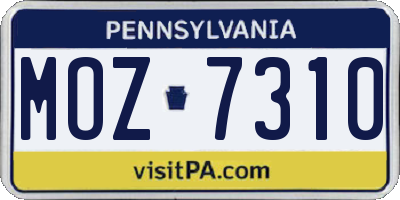 PA license plate MOZ7310