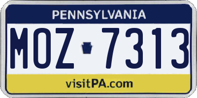 PA license plate MOZ7313