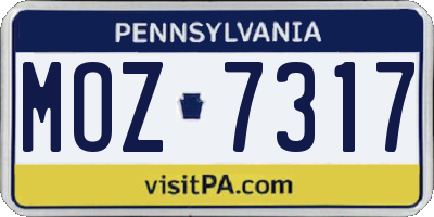 PA license plate MOZ7317