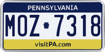 PA license plate MOZ7318