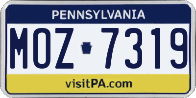 PA license plate MOZ7319