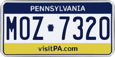 PA license plate MOZ7320