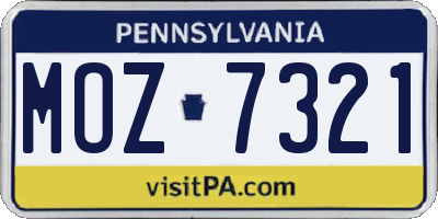 PA license plate MOZ7321