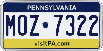 PA license plate MOZ7322