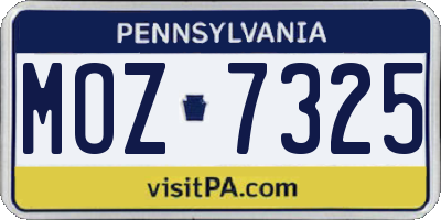 PA license plate MOZ7325