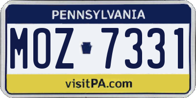 PA license plate MOZ7331