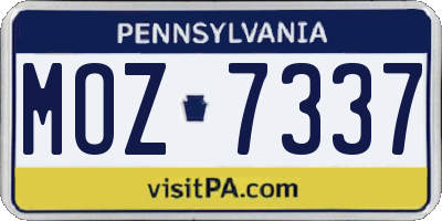 PA license plate MOZ7337