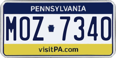 PA license plate MOZ7340