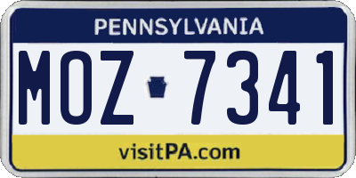 PA license plate MOZ7341