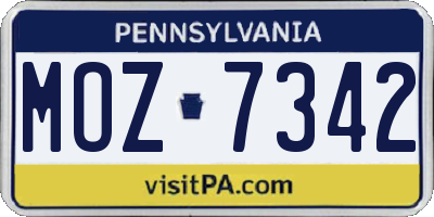 PA license plate MOZ7342