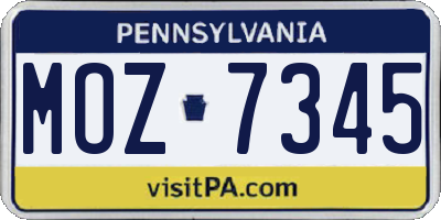 PA license plate MOZ7345