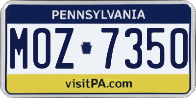 PA license plate MOZ7350