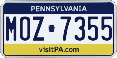 PA license plate MOZ7355