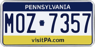 PA license plate MOZ7357