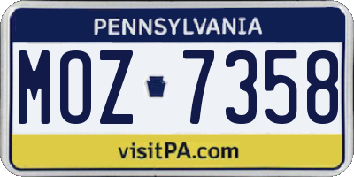 PA license plate MOZ7358