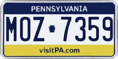 PA license plate MOZ7359