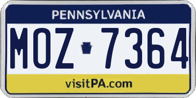 PA license plate MOZ7364