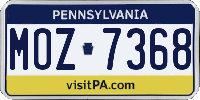 PA license plate MOZ7368