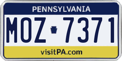 PA license plate MOZ7371