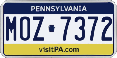 PA license plate MOZ7372
