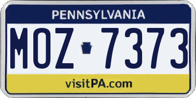 PA license plate MOZ7373