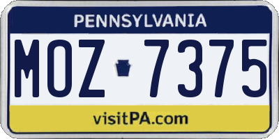 PA license plate MOZ7375