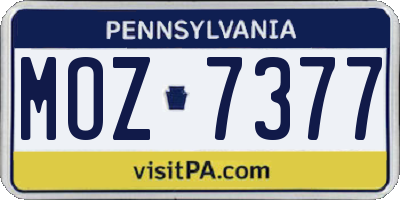 PA license plate MOZ7377