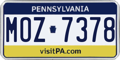 PA license plate MOZ7378
