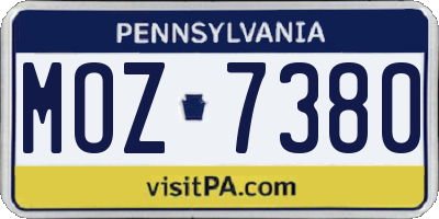 PA license plate MOZ7380