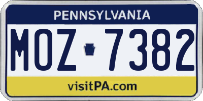 PA license plate MOZ7382