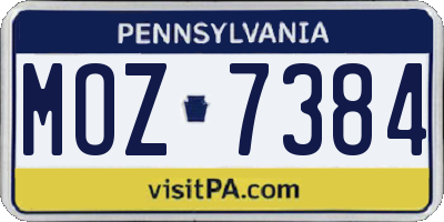 PA license plate MOZ7384