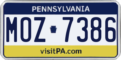 PA license plate MOZ7386