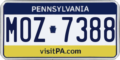 PA license plate MOZ7388