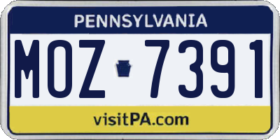 PA license plate MOZ7391