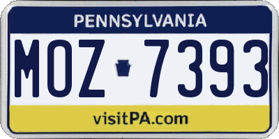 PA license plate MOZ7393