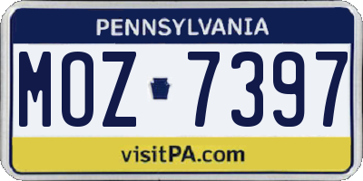 PA license plate MOZ7397