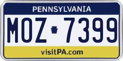 PA license plate MOZ7399