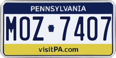 PA license plate MOZ7407