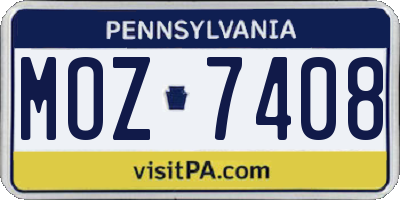 PA license plate MOZ7408