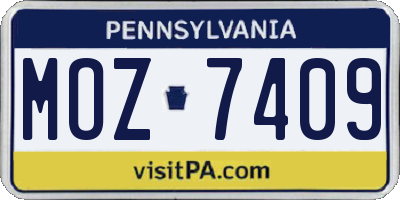 PA license plate MOZ7409