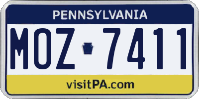 PA license plate MOZ7411