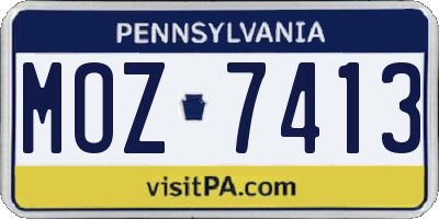 PA license plate MOZ7413