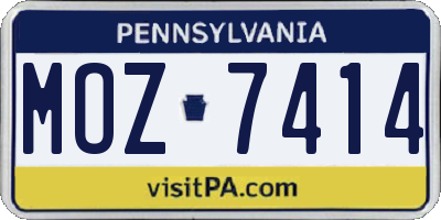 PA license plate MOZ7414