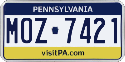 PA license plate MOZ7421