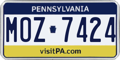 PA license plate MOZ7424